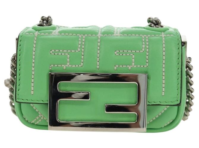 FENDI Nano Baguette Chain Schulterbeutel aus Leder 2way grün Auth 184863SAM Silber Hellgrün - Ansicht 2