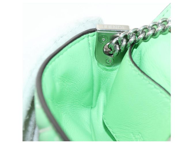 FENDI Nano Baguette Chain Schulterbeutel aus Leder 2way grün Auth 184863SAM Silber Hellgrün - Ansicht 22