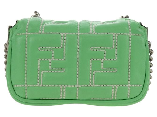 FENDI Nano Baguette Chain Schulterbeutel aus Leder 2way grün Auth 184863SAM Silber Hellgrün - Ansicht 3