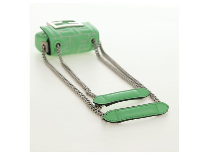 FENDI Nano Baguette Chain Schulterbeutel aus Leder 2way grün Auth 184863SAM Silber Hellgrün - Ansicht 7