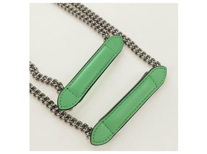 FENDI Nano Baguette Chain Schulterbeutel aus Leder 2way grün Auth 184863SAM Silber Hellgrün - Ansicht 8
