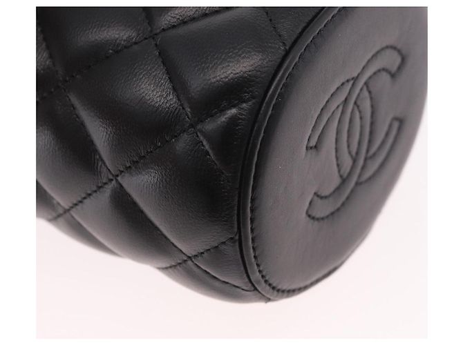 CHANEL Matelasse Chain Vanity Bag Lamb Skin Black Gold CC Auth 187609SAM Nero D'oro - vista 10