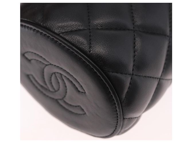 CHANEL Matelasse Chain Vanity Bag Lamb Skin Black Gold CC Auth 187609SAM Nero D'oro - vista 11