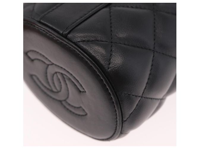 CHANEL Matelasse Chain Vanity Bag Lamb Skin Black Gold CC Auth 187609SAM Nero D'oro - vista 13