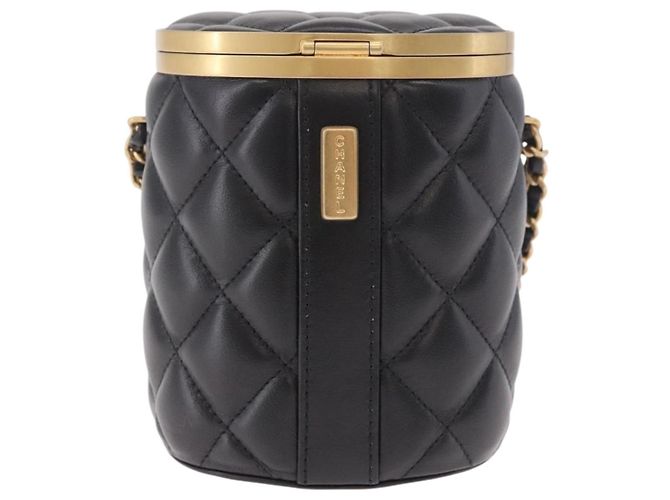 CHANEL Matelasse Chain Vanity Bag Lamb Skin Black Gold CC Auth 187609SAM Nero D'oro - vista 3