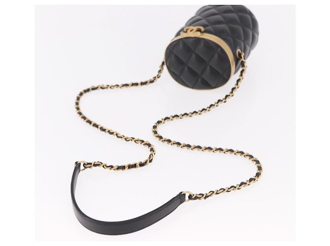 CHANEL Matelasse Chain Vanity Bag Lamb Skin Black Gold CC Auth 187609SAM Nero D'oro - vista 7