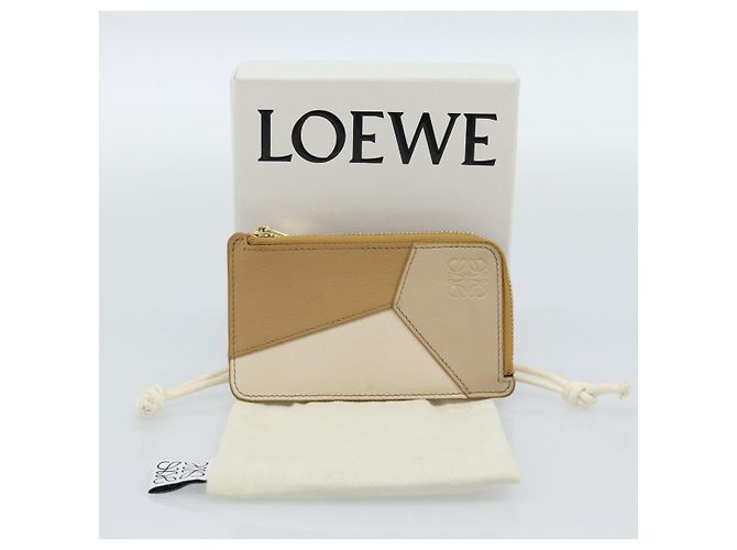 LOEWE Puzzle Anagram Monedero de Cuero Beige Auth 186146M - vista 12