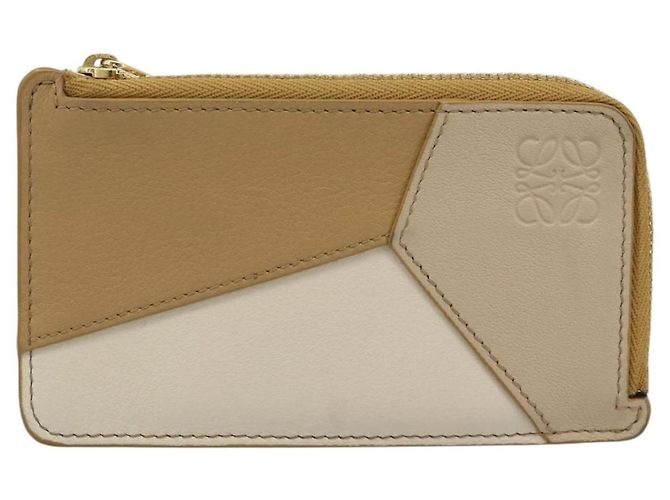 LOEWE Puzzle Anagram Monedero de Cuero Beige Auth 186146M - vista 13