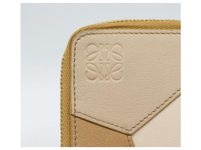 LOEWE Puzzle Anagram Monedero de Cuero Beige Auth 186146M - vista 18