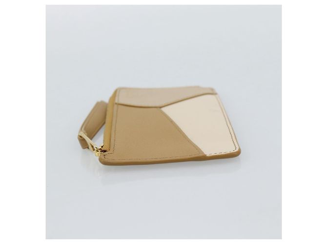 LOEWE Puzzle Anagram Monedero de Cuero Beige Auth 186146M - vista 3