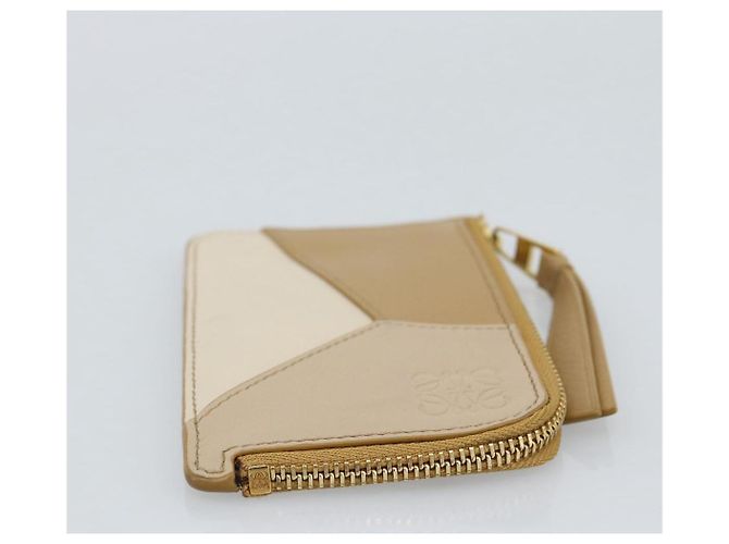 LOEWE Puzzle Anagram Monedero de Cuero Beige Auth 186146M - vista 4