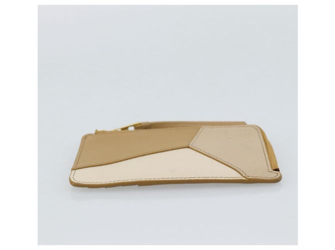 LOEWE Puzzle Anagram Monedero de Cuero Beige Auth 186146M - vista 6