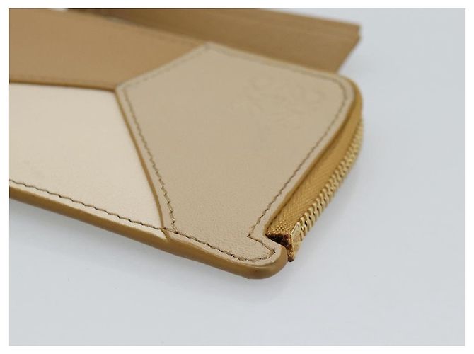 LOEWE Puzzle Anagram Monedero de Cuero Beige Auth 186146M - vista 7