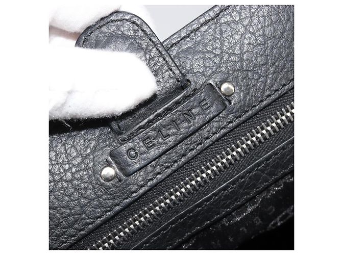 Céline Borsa CELINE Triomphe in pelle nera argento 185601A Nero - vista 14