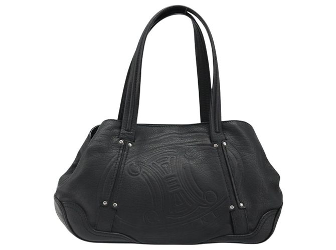 Céline Borsa CELINE Triomphe in pelle nera argento 185601A Nero - vista 2