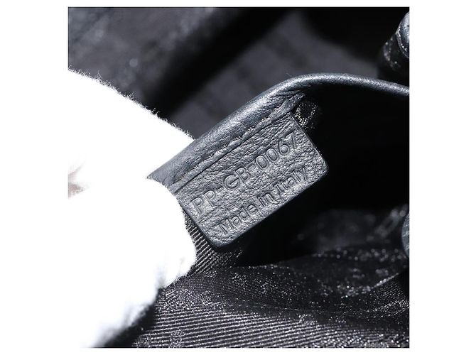 Céline Borsa CELINE Triomphe in pelle nera argento 185601A Nero - vista 20