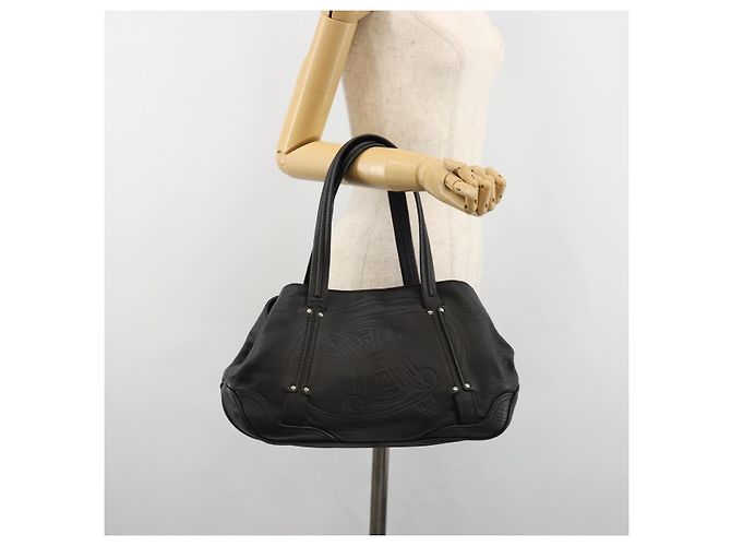 Céline Borsa CELINE Triomphe in pelle nera argento 185601A Nero - vista 21