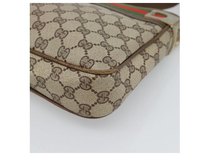 Borsa a tracolla GUCCI GG Supreme Web Sherry Line PVC Beige Oro Auth 186802 D'oro - vista 10