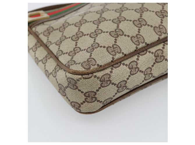 Borsa a tracolla GUCCI GG Supreme Web Sherry Line PVC Beige Oro Auth 186802 D'oro - vista 11