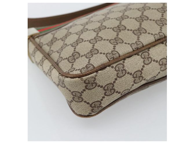 Borsa a tracolla GUCCI GG Supreme Web Sherry Line PVC Beige Oro Auth 186802 D'oro - vista 13