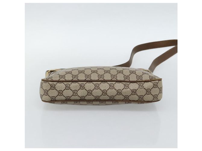 Borsa a tracolla GUCCI GG Supreme Web Sherry Line PVC Beige Oro Auth 186802 D'oro - vista 9