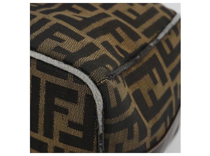 FENDI Zucca Canvas Vanity Hand Bag Black Brown Auth 185538 Marrone Nero - vista 10
