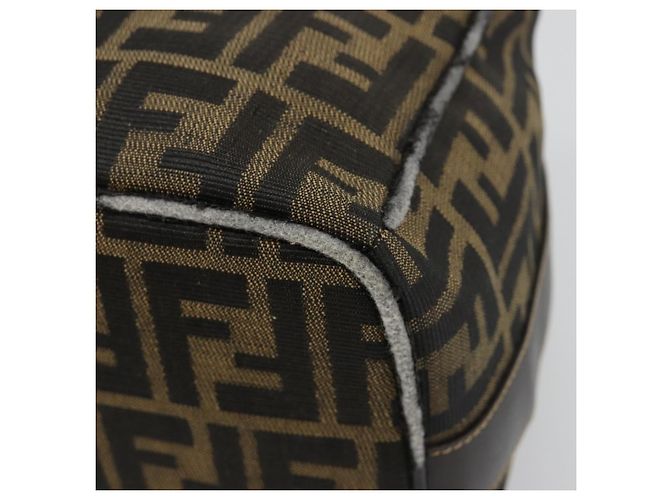 FENDI Zucca Canvas Vanity Hand Bag Black Brown Auth 185538 Marrone Nero - vista 12