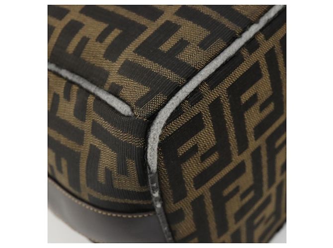 FENDI Zucca Canvas Vanity Hand Bag Black Brown Auth 185538 Marrone Nero - vista 13
