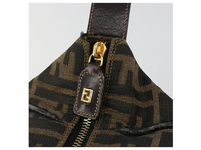 FENDI Zucca Canvas Vanity Hand Bag Black Brown Auth 185538 Marrone Nero - vista 16