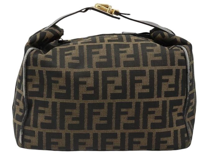 FENDI Zucca Canvas Vanity Hand Bag Black Brown Auth 185538 Marrone Nero - vista 2
