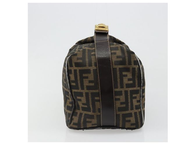 FENDI Zucca Canvas Vanity Hand Bag Black Brown Auth 185538 Marrone Nero - vista 4