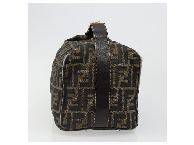 FENDI Zucca Canvas Vanity Hand Bag Black Brown Auth 185538 Marrone Nero - vista 5