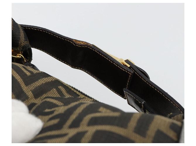 FENDI Zucca Canvas Vanity Hand Bag Black Brown Auth 185538 Marrone Nero - vista 7