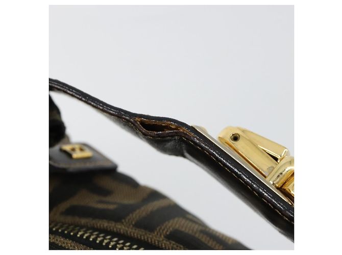 FENDI Zucca Canvas Vanity Hand Bag Black Brown Auth 185538 Marrone Nero - vista 8
