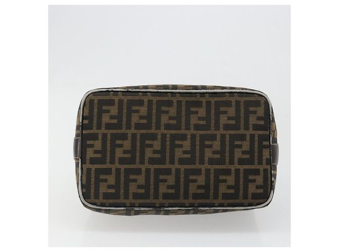 FENDI Zucca Canvas Vanity Hand Bag Black Brown Auth 185538 Marrone Nero - vista 9