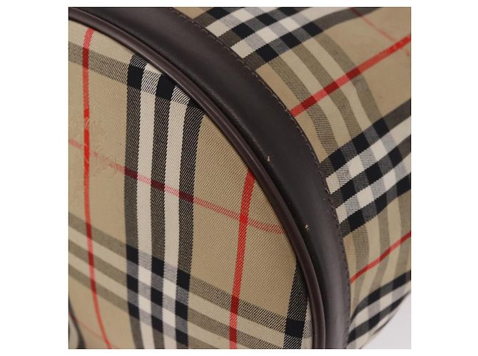 Borsa a Spalla Burberrys Nova Check in Tela Beige Auth 186020A - vista 12
