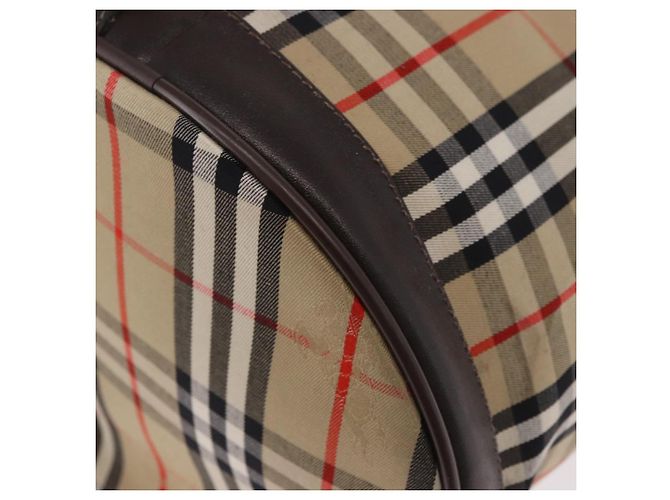 Borsa a Spalla Burberrys Nova Check in Tela Beige Auth 186020A - vista 14
