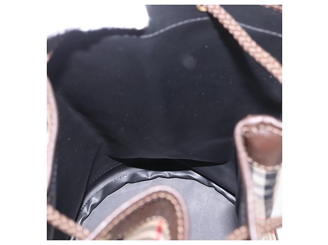 Borsa a Spalla Burberrys Nova Check in Tela Beige Auth 186020A - vista 18