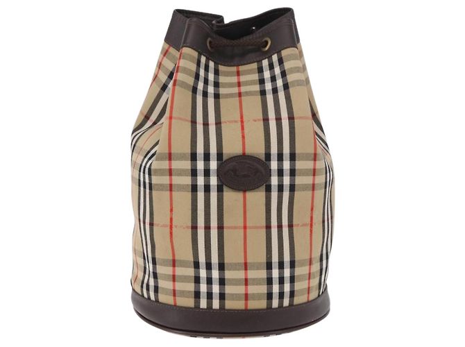 Borsa a Spalla Burberrys Nova Check in Tela Beige Auth 186020A - vista 2