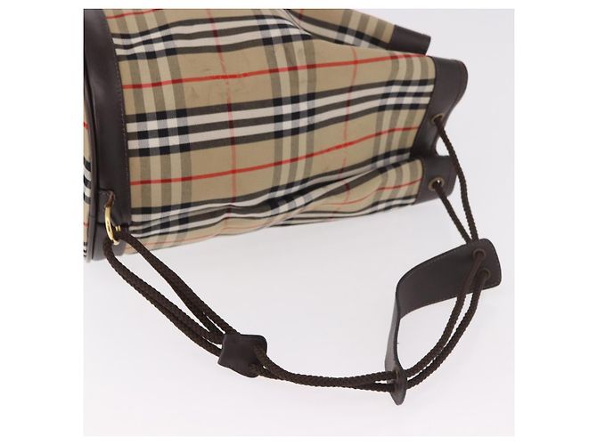 Borsa a Spalla Burberrys Nova Check in Tela Beige Auth 186020A - vista 8