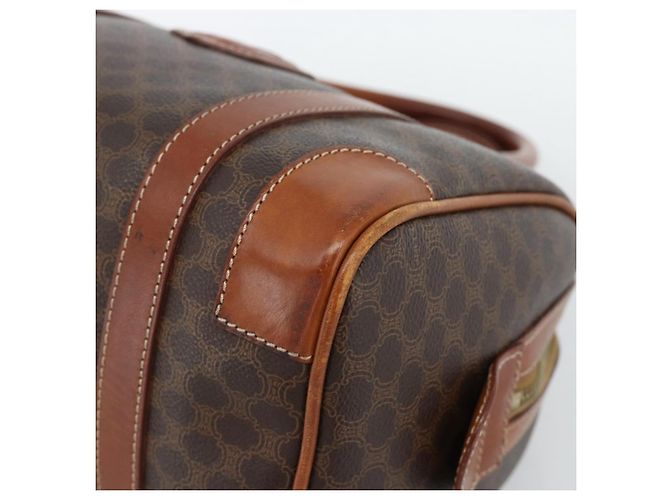 Céline Borsa CELINE Macadam Canvas PVC Pelle Marrone Oro Auth BA13467 D'oro - vista 10