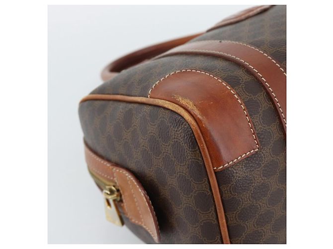 Céline Borsa CELINE Macadam Canvas PVC Pelle Marrone Oro Auth BA13467 D'oro - vista 11