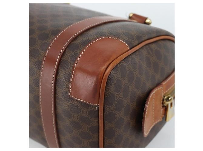 Céline Borsa CELINE Macadam Canvas PVC Pelle Marrone Oro Auth BA13467 D'oro - vista 12