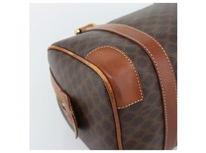 Céline Borsa CELINE Macadam Canvas PVC Pelle Marrone Oro Auth BA13467 D'oro - vista 13