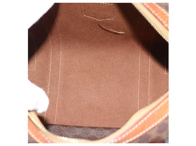 Céline Borsa CELINE Macadam Canvas PVC Pelle Marrone Oro Auth BA13467 D'oro - vista 15