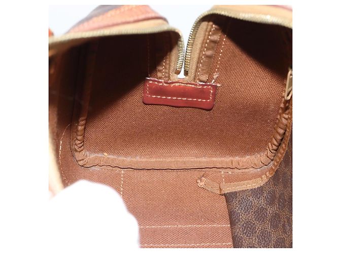 Céline Borsa CELINE Macadam Canvas PVC Pelle Marrone Oro Auth BA13467 D'oro - vista 16