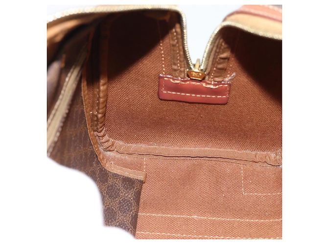 Céline Borsa CELINE Macadam Canvas PVC Pelle Marrone Oro Auth BA13467 D'oro - vista 17