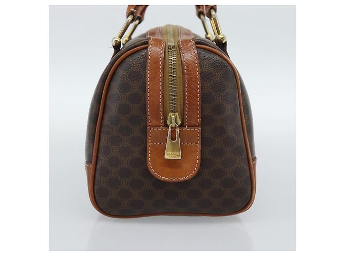 Céline Borsa CELINE Macadam Canvas PVC Pelle Marrone Oro Auth BA13467 D'oro - vista 4