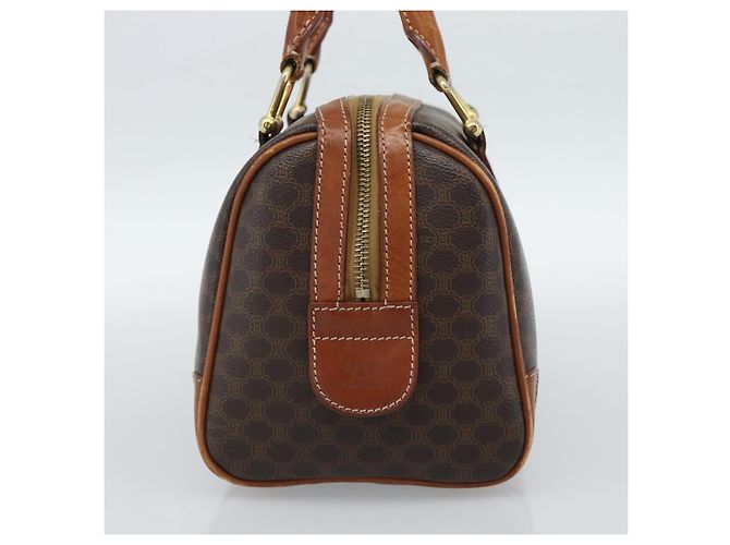 Céline Borsa CELINE Macadam Canvas PVC Pelle Marrone Oro Auth BA13467 D'oro - vista 5
