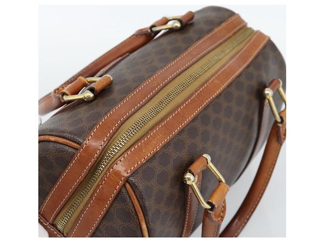 Céline Borsa CELINE Macadam Canvas PVC Pelle Marrone Oro Auth BA13467 D'oro - vista 6